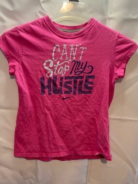 Nike Pink Graphic 'Can't Stop My Hustle' Tee